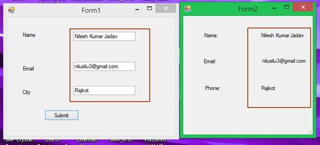 Display Data on Form2
